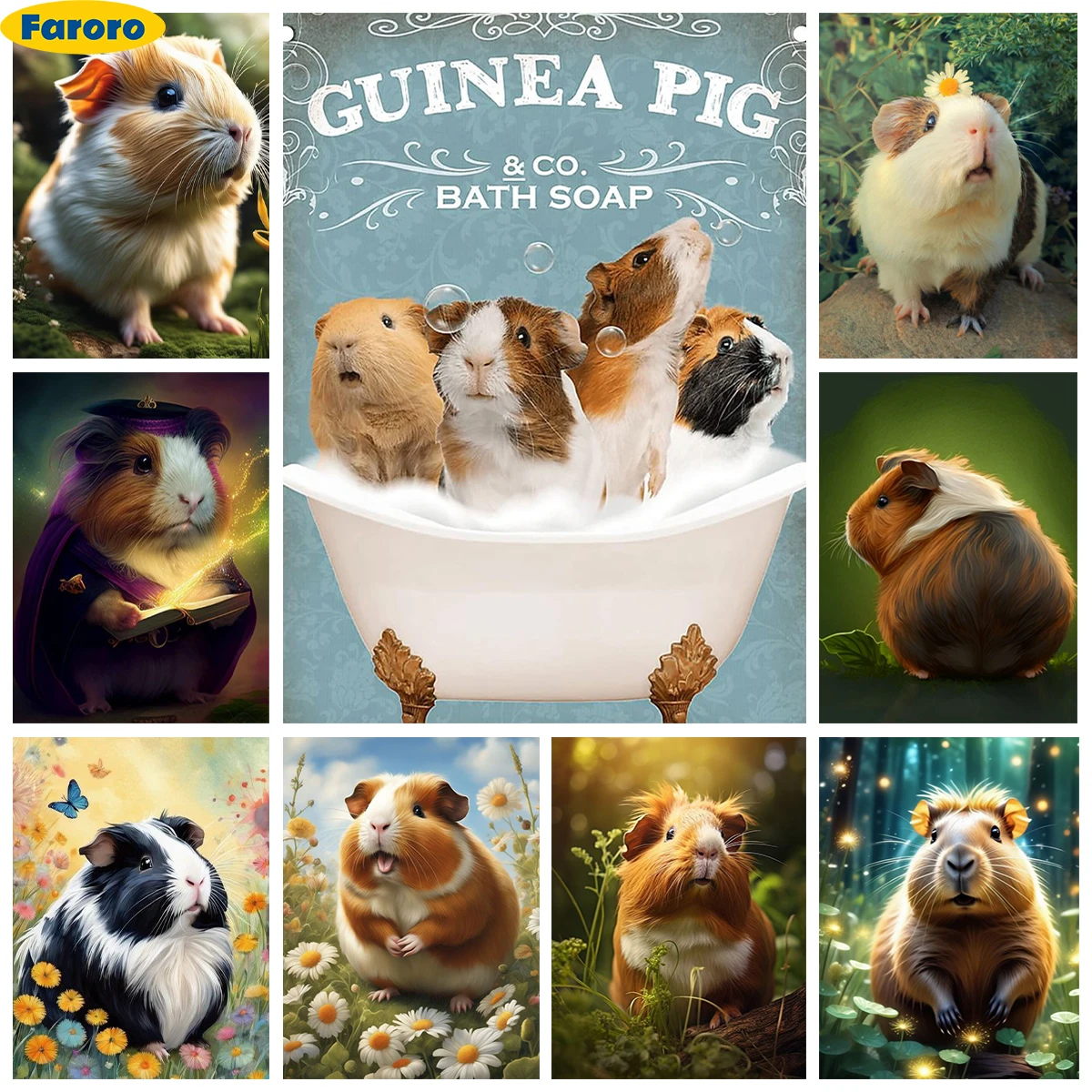 Guinea Pig 5D Diamond Painting Cartoon Mouse Diy Diamond Embroidery Cross Stitch Living Room Bedroom Wall Decor Children's Hand