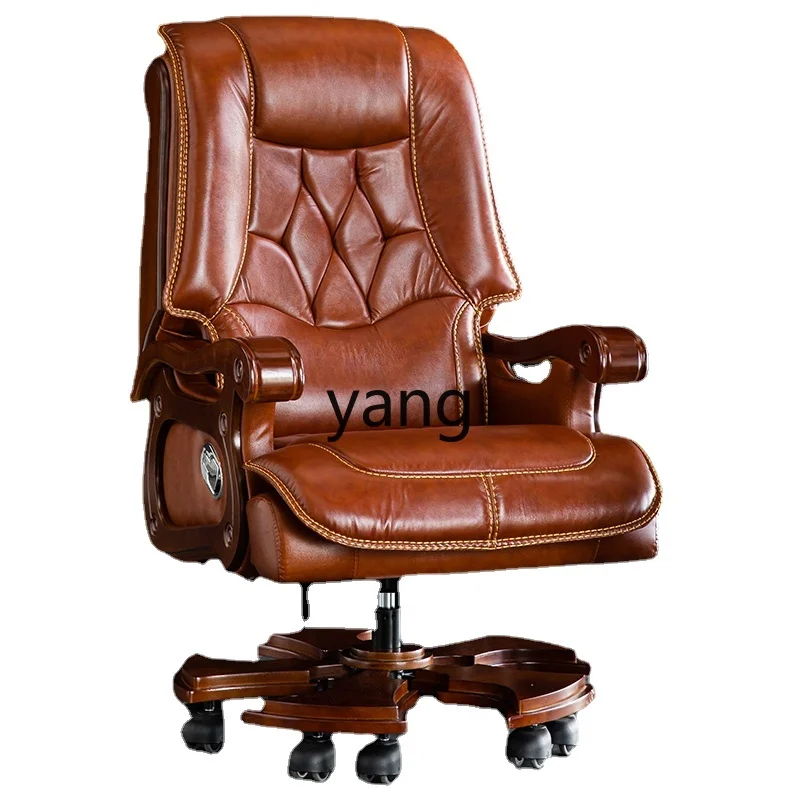 

Yjq Boss Chair Home Leather Office Computer Chair Backrest Reclining Lifting President Swivel Chair