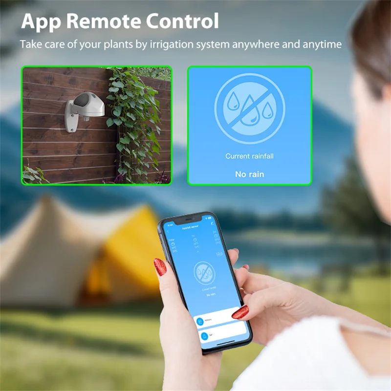 Tuya Smart WiFi Wireless Rain Sensor Outdoor - IP65 Waterproof Battery-Powered D