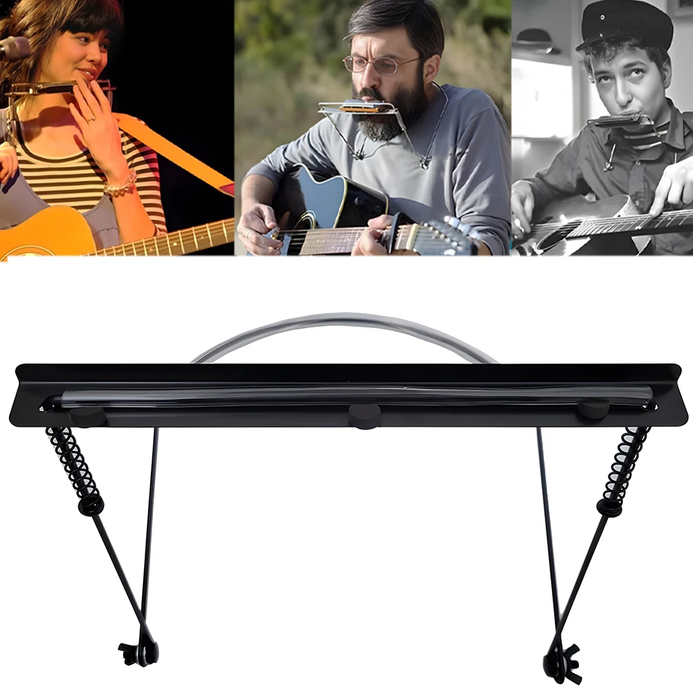 24 Holes Harmonica Neck Holder Metal Hands Free Harp Neck Brace Harmonica Stand Bracket Mouth Organ Support Harp Rack Stand