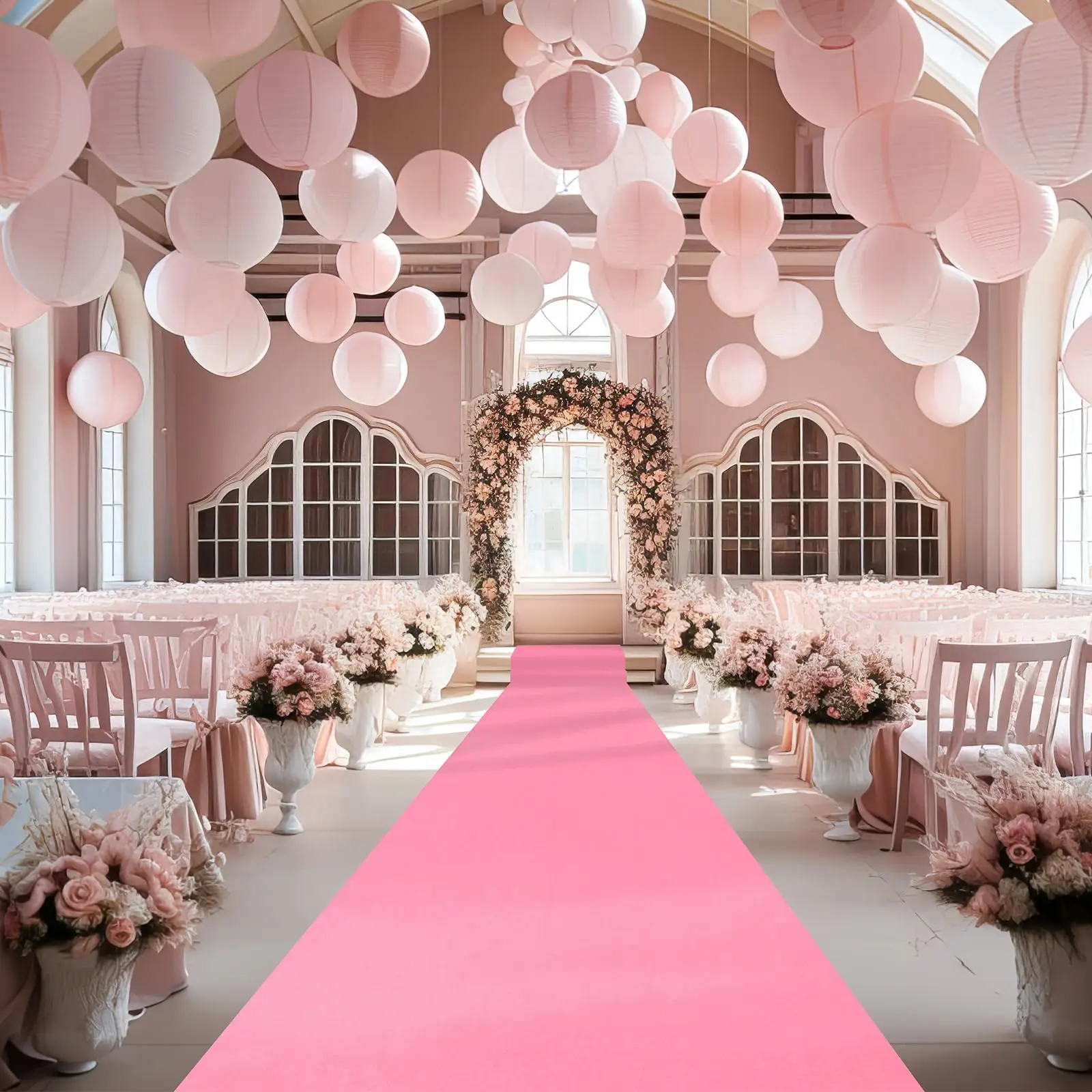 Pink Wedding Aisle Carpet Non-woven Fabric Ceremony Party Stage Carpet Anti Slip Runway