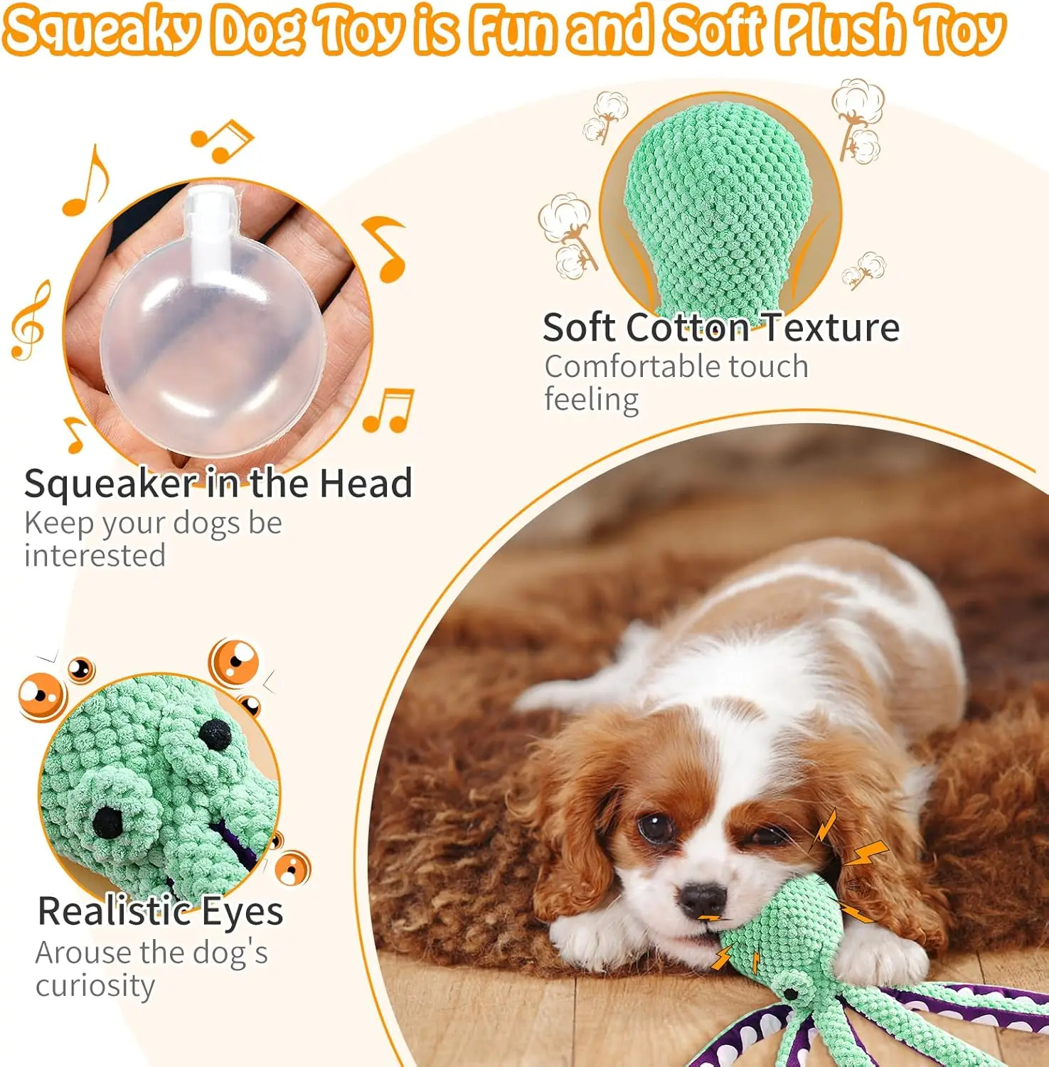 Large Squeaky Dog Toys- Plush Dog Toys with Soft Fabric for Small, Medium, and Large Dogs Daily Companionship, Training 2