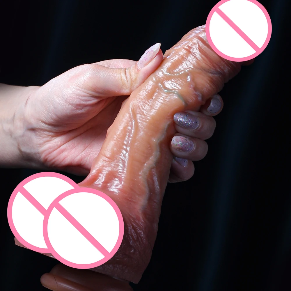 Sliding Foreskin Dildo suction cup strap on dildos women and man realistic silicone penis Female Masturbator Dick Sex Toys sex toys