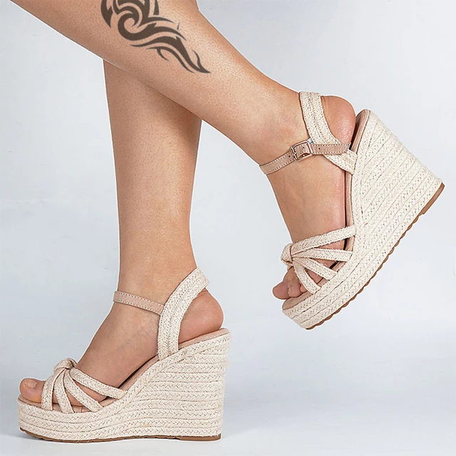 Women's Platform Sandals Wedge Heels Ankle Strap Open Toe Sandals Summer  Dress Espadrilles Shoes