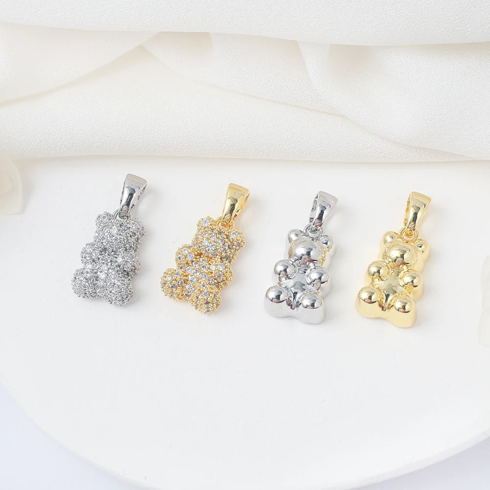 보석이 달린 황동 거미 곰 펜던트, 마이크로 포장 지르코니아 동물 곰, DIY ..