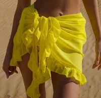 6 Colors Ruffle Bikini Cover Ups Short Skirt for Women 2024 Summer Sun Protection Sarong Bikini Beach Dress Brazilian Sarong - Image 5