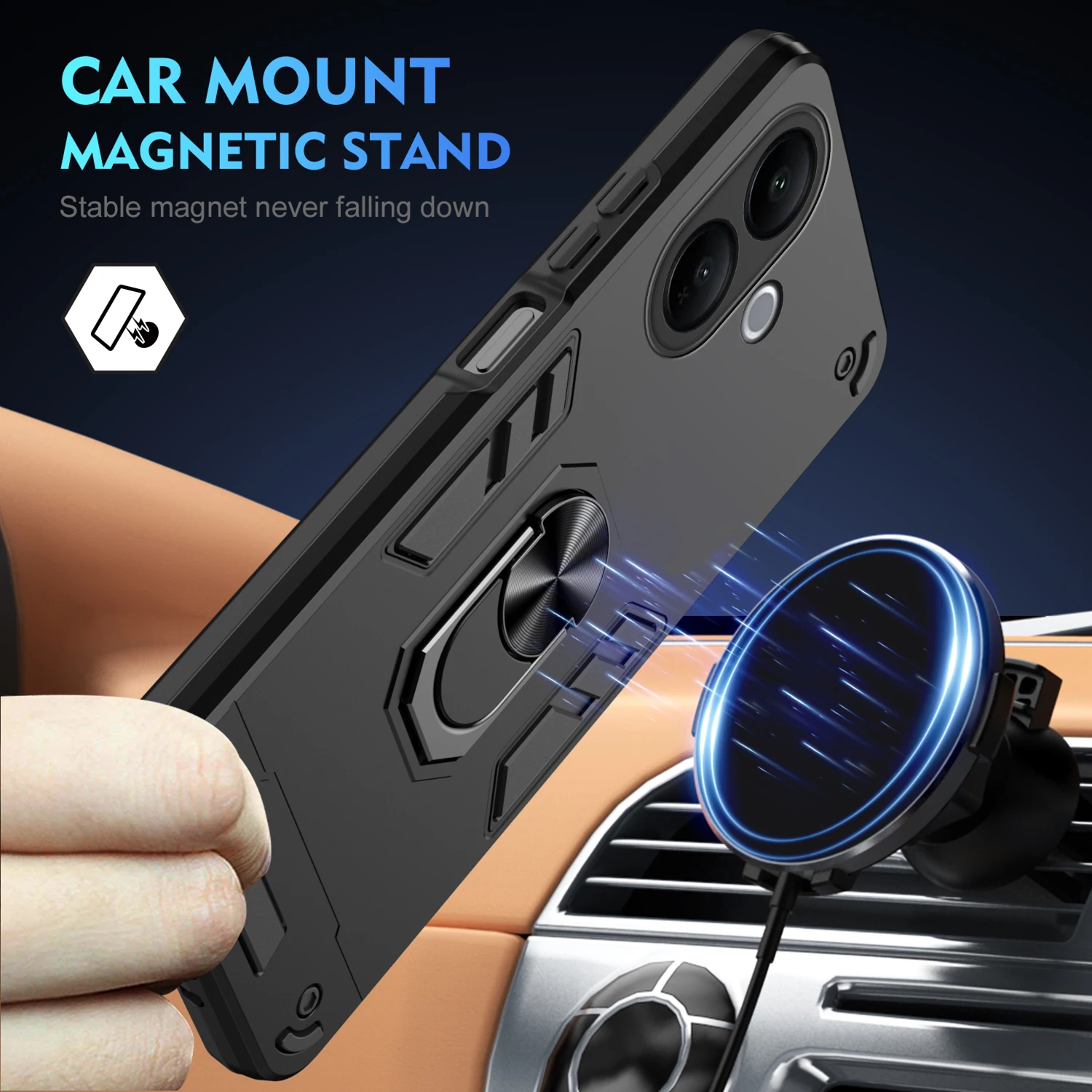 Enhanced Military Armor Shockproof Case with Ring Stand Holder and Protective Shell Coque