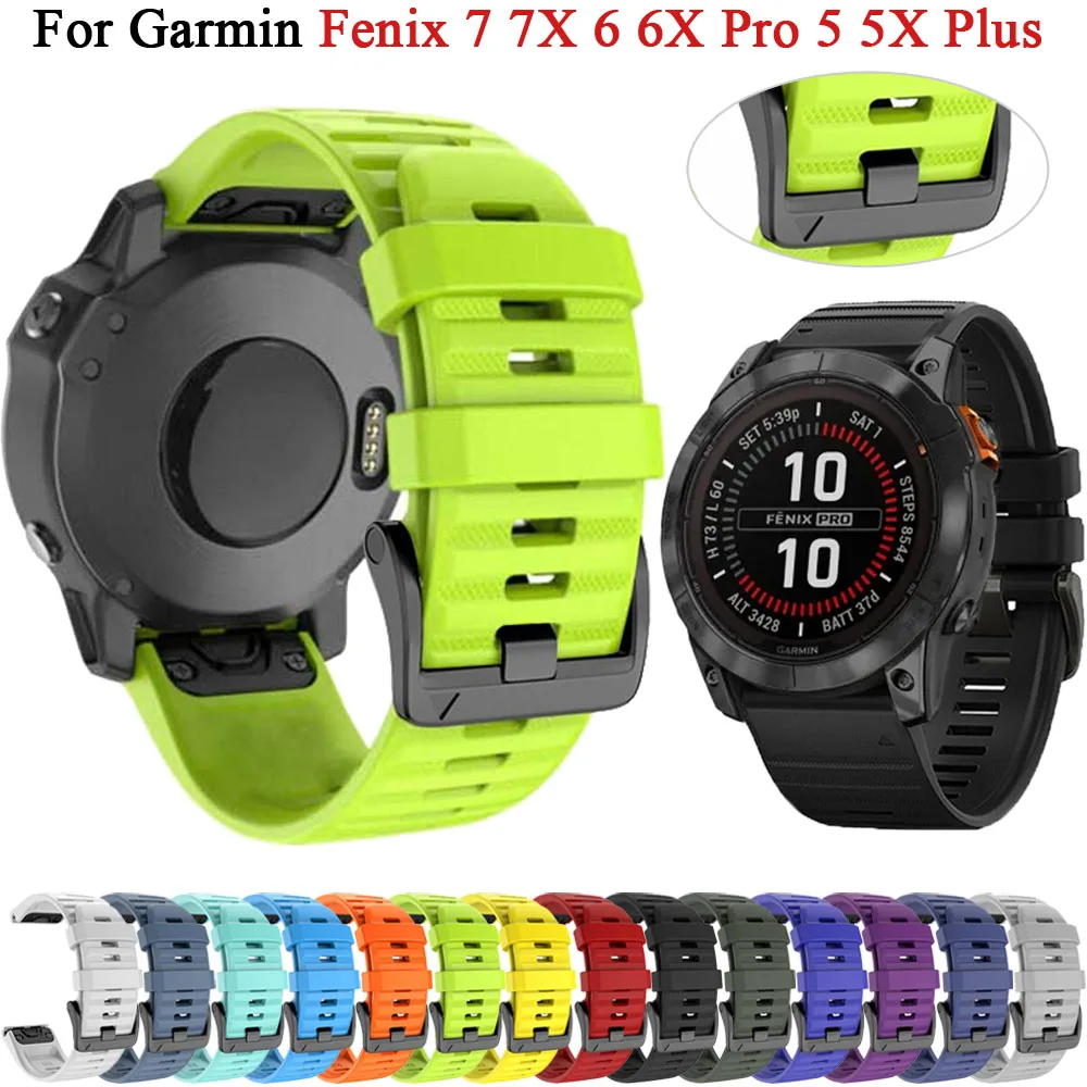 

Ремешок для наручных часов, силиконовый для Garmin Fenix 7X 7 6X 6 Pro 5X 5 Plus 3 HR 945
