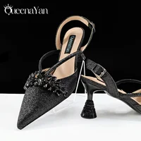 Élégance festive: sandales à bout pointu de haute qualité pour femmes, chaussures à dos à bandoulière Design à la mode pour fête de mariage 3