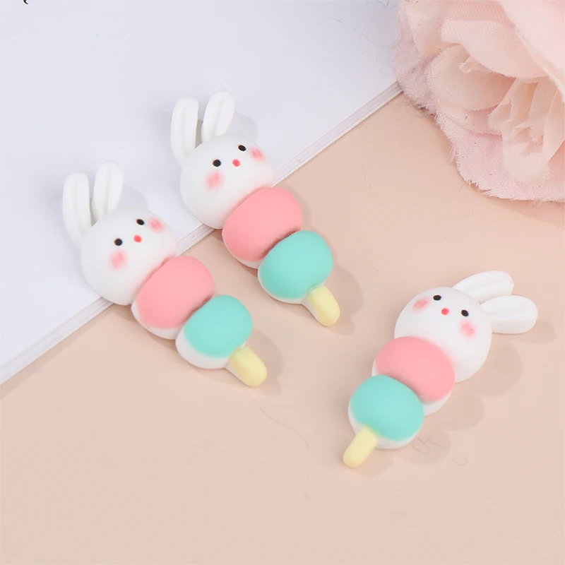 3pcs Dollhouse Miniture Three-color Bunny Skewers Kitchen Set Decoration Accessories Toys DIY Phone Case Gifts 3pcs set kitchen accessories dishwashing tools foaming net dishcloth pan dish cleaning scraper scrub sponge gadgets tools cleani