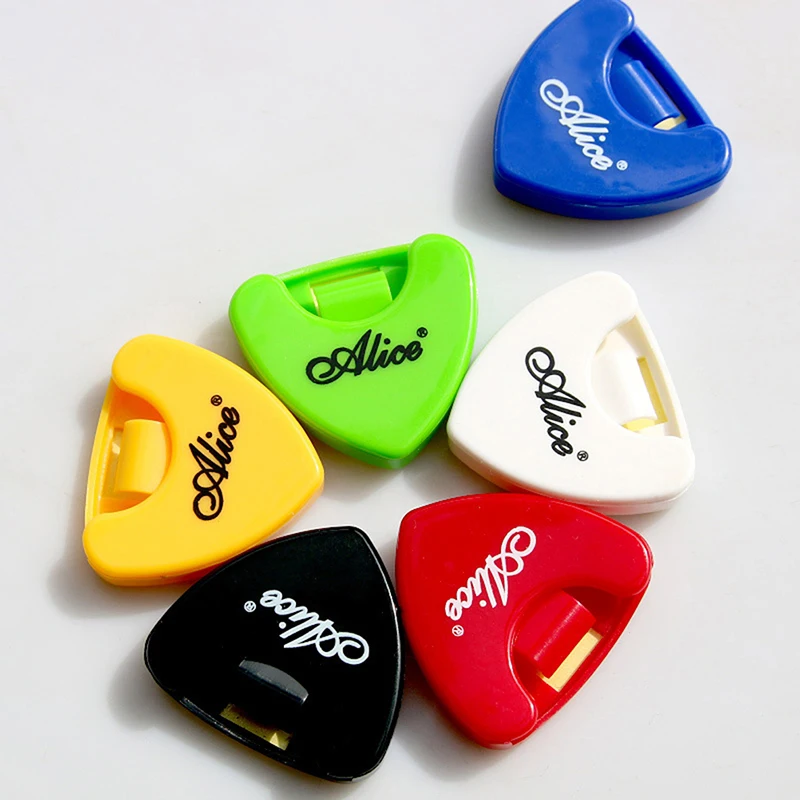 Description Picture 3 of item1PC Guitar Pick Holder Plastic Plectrum Case Mediator Quick Storage Self Adhesive Triangle Shape 37x40mm Random Color