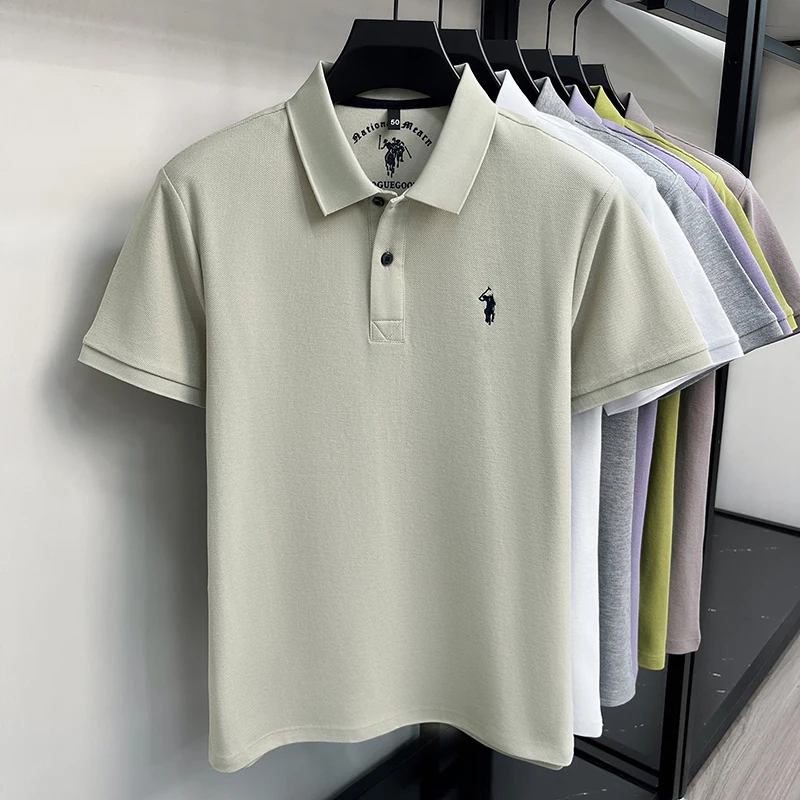 Kurzarm-Poloshirt aus 100 % reiner Baumwolle Luxusmarke Paul Pony besticktes Herren-T-Shirt Sommer-Business-Casual-Oberteil atmungsaktiv – Detail 5
