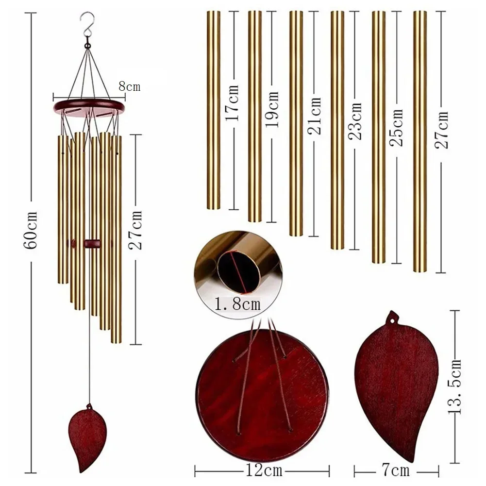 Silver 6 Tube Wind Chime Chapel Bells Wind Chimes Door Wall Hanging Ornament Home Garden Outdoor Decor Wind Chimes USEFUL 5