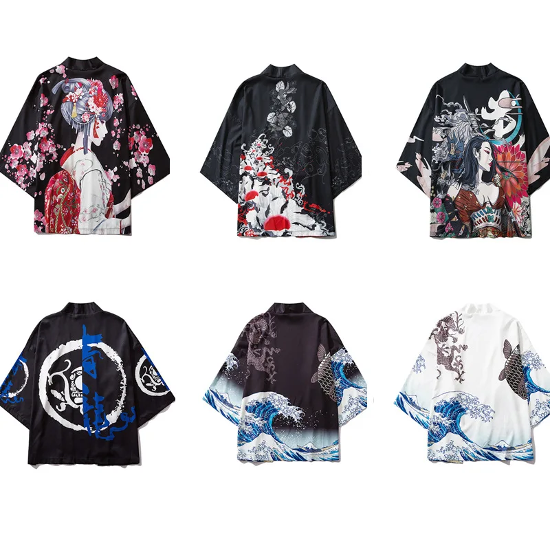 

Chinese Style Woman Man Cape Jacket Pajamas Cardigan Kimono Cloak Japanese Style Print Animal Cloak Cosplay Costumes
