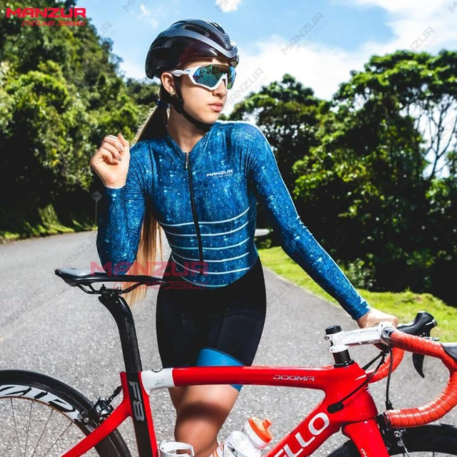 Maillot Ciclista Mujer Una Pieza/traje Manga Larga + Pantalo