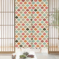 Fish Scales Pattern Door Curtain Geometric Linen Curtains Kitchen Entrance Partition Doorway Curtains Bedroom Decorative Noren 1