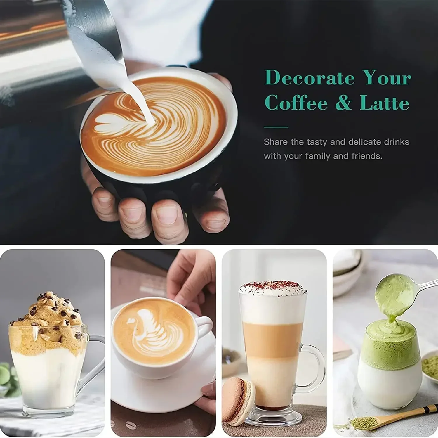 Milk Frother Egg Beater Electric Milk Frother 2 in 1 USB Rechargeable Electric Egg Beater Whisk Coffee Mixer Double Heads Milk Frothers Baking Stirrer Kitchen Gadgets