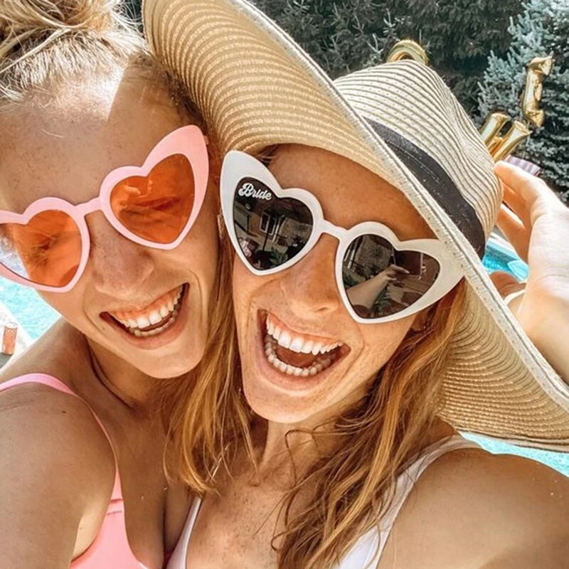 

5pcs Wedding Heart Sunglasses Bachelorette Party Women Sunnies Shades Glasses For Brde To Be Hen Party Decor Supply Photo Props