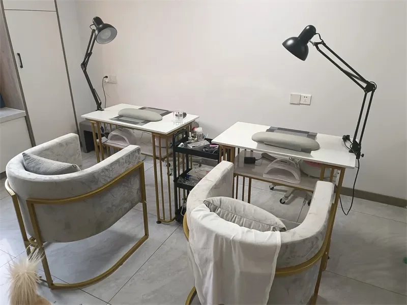 Description Picture 4 of itemLight Luxury Nail Table Nordic Wrought Iron Manicure Tables for Commercial Furniture Marble Upscale Professional Manicure Tables
