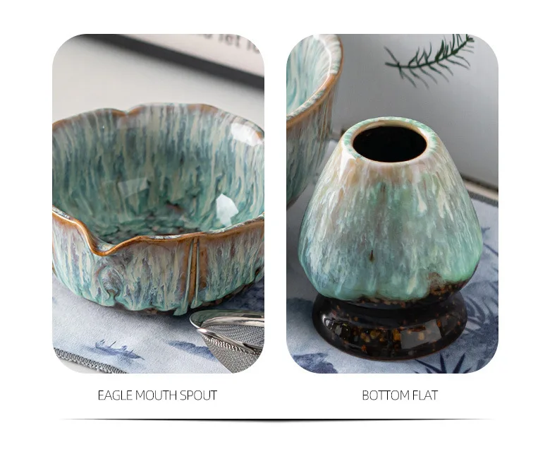 Petal Matcha Set 8 Pcs KilnChange Glazed Matcha Kit with Matcha Bowl Whisk Spouted Tools Handcrafted Ceremony luxury Gift Box