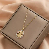Nouveau Design de collier en Zircon coloré personnalisé, à la mode, léger, luxueux et polyvalent, collier Madonna populaire 2