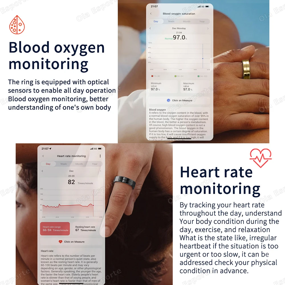 New Smart Ring R11 Heart Rate Blood Pressure Sensory Game Waterproof Multi-sport Modes Fitness Tracker Smartring For Men Women