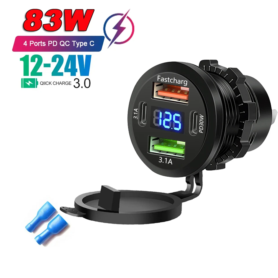 منفذ شحن بديل ولاعة السيارة 12V شحن سريعPD /USB