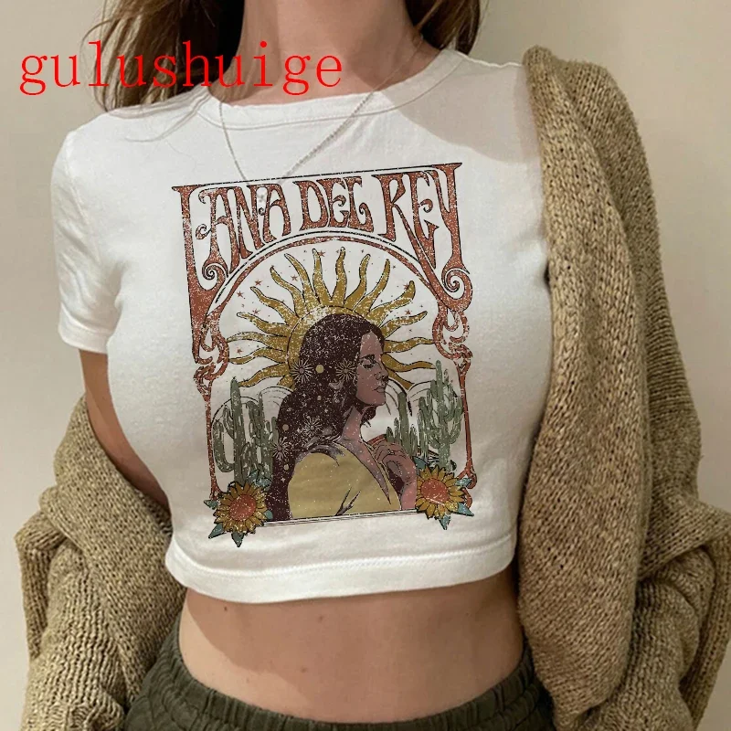 Crop Top Lana Del Rey Ldr Sailing Graphics T Shirt Cropped Harajuku Women Vintage Short-Sleeve T-Shirt Streetwear Female Tshirt 5