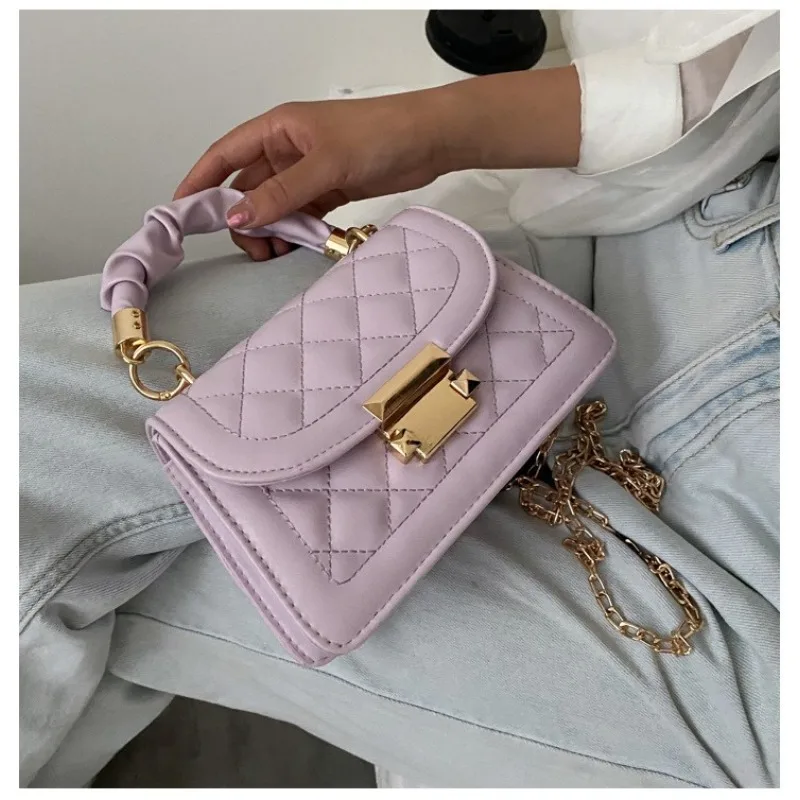 Popular All-Matching Ins Women's Bag 2024 Popular Korean Trendy Fashion Chain Crossbody Internet Celebrity Hand-Carrying Small