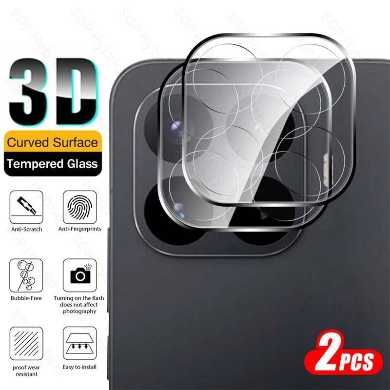 Enhanced 3D Clear Camera Glass - 2-Pack Curved Rear Lens Protection Film, 9H Hardness