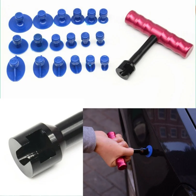 

Car Bod Paintless Dent Repair Removal Tool Puller Lifter T-Bar with 18 Tabs Kit car removal tool