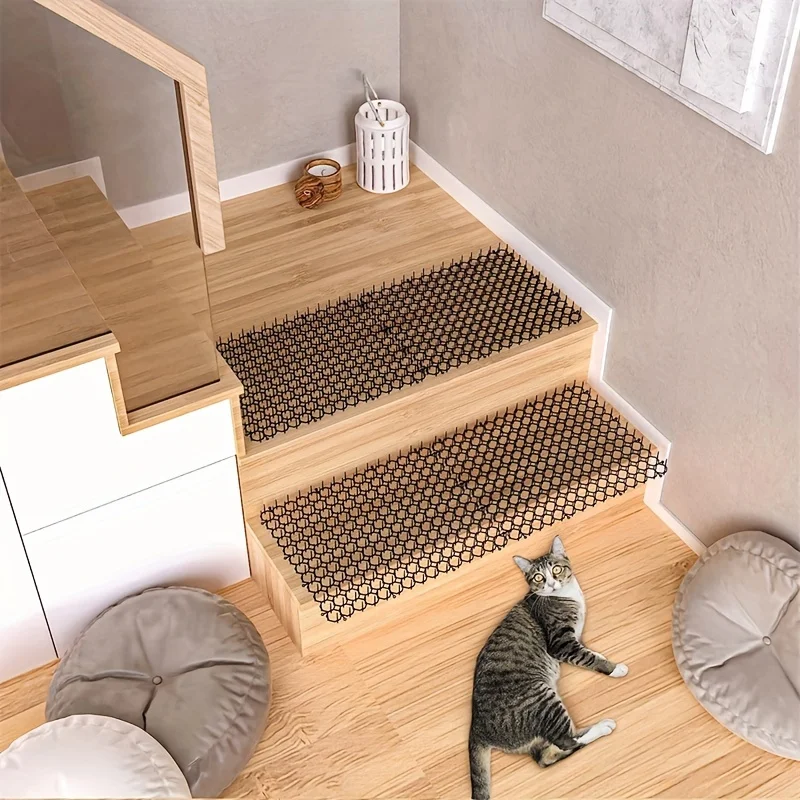 12pcs Cat Repellent Mat, Anti-cat Cushion, Staircase Balcony Gardening Anti-cat Cushion, Plastic Net To Drive Away Cats