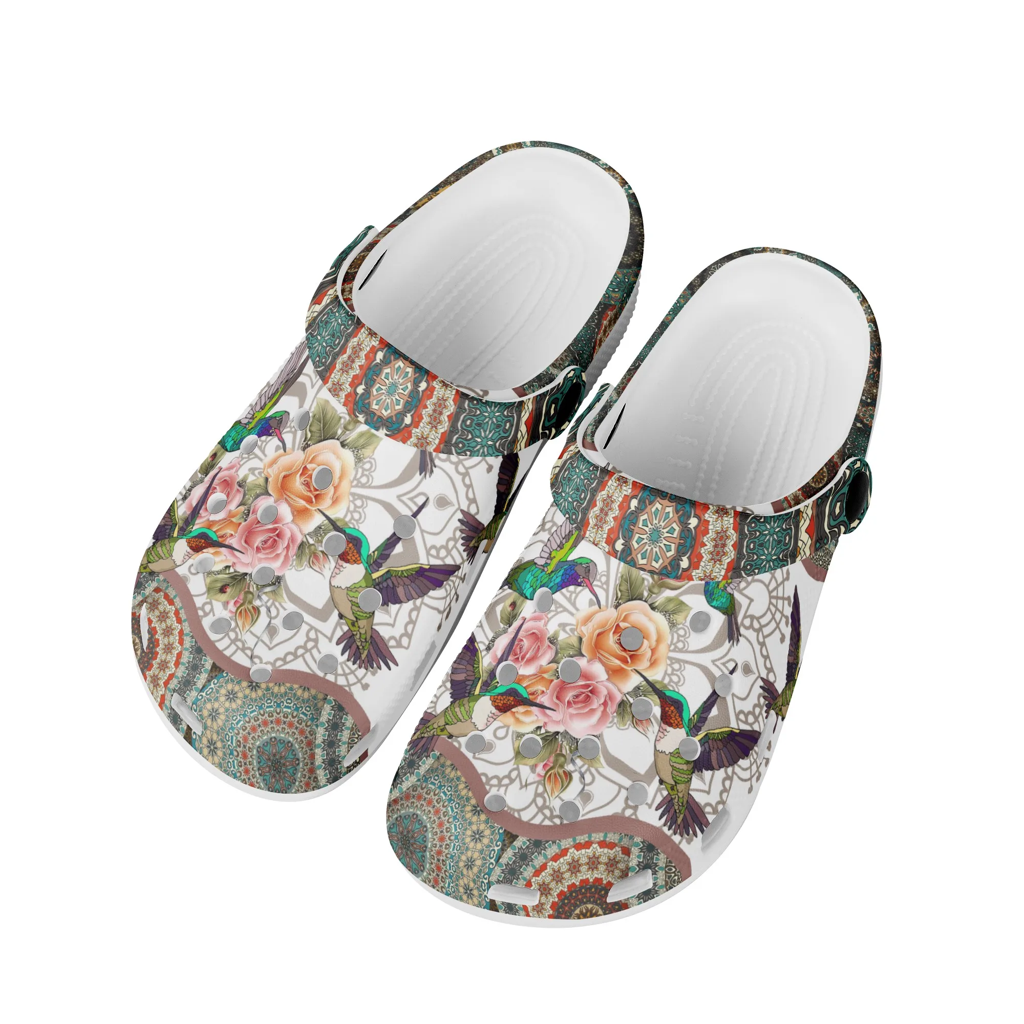 

New Tribal Hummingbird Luxury Design Sandals Women Boho Style Fashion Street Trend Walking Shoes Non-Slip Heel Strap Flats Shoes