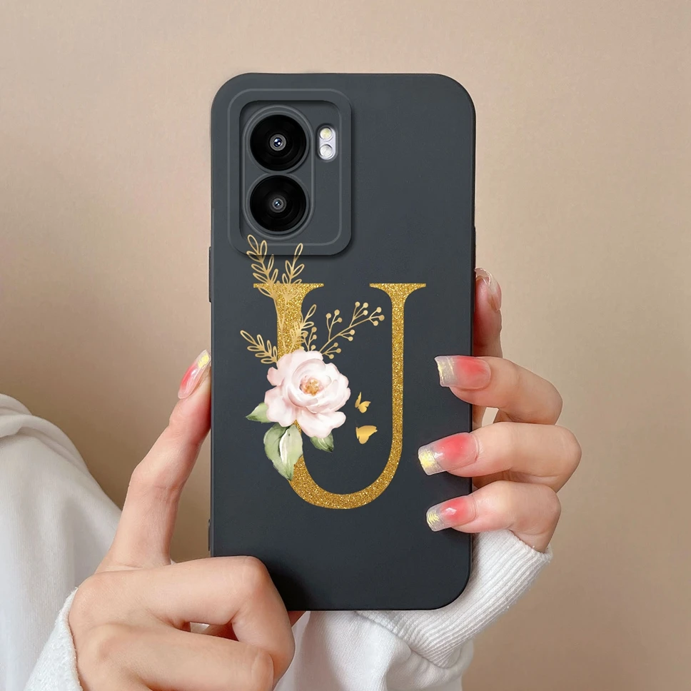 Pretty Flower Letters Liquid Silicone High-Quality Phone Cover