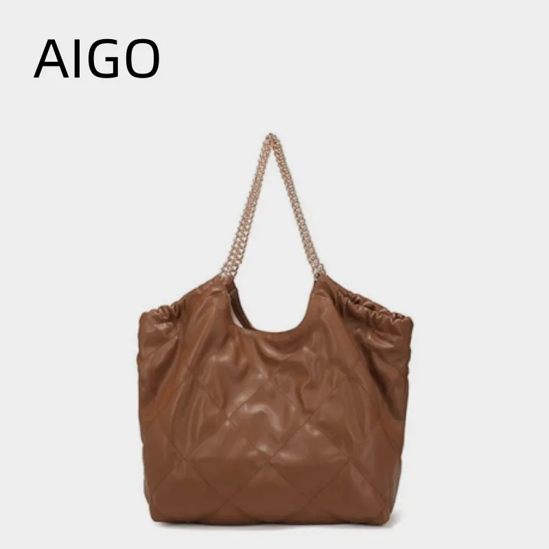 AIGO 여성용 심플 토트 숄더백, 2024 디자이너 럭셔리 핸드백, 깃털 체인 크로스 바디 베개 지갑, 겨드랑이 가방 볼라 