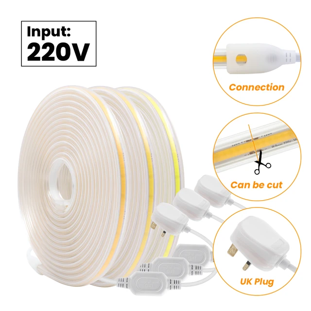 Tira de luces LED COB de 220V y 110V, unidad de enchufe de alimentación  para 288 LED/m, 360 LED/m, sin Cable, Cable de alimentación - AliExpress