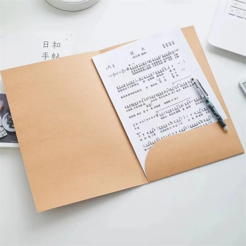 10pcs A4 Kraft Paper File Folder Single Pocket Office Project File Holder Presentation Folder for Class Handouts Business Notes