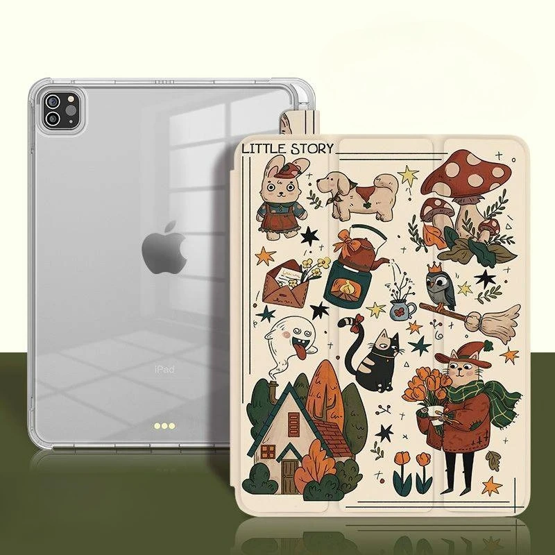 Pencil Holder Cartoon Transparent TPU Soft Tablet Case