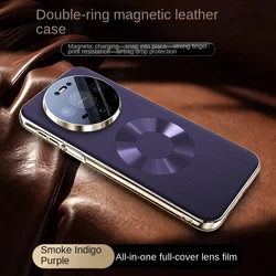 Luxury PU Leather Magnetic Case with Full Protection and Shockproof Lens Guard for Huawei Mate 70 (Purple)