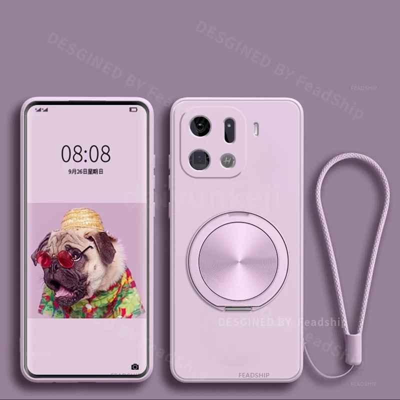 Silicone Phone Case with Holder Bracket and Screen Protector Film - Soft Back Cover
