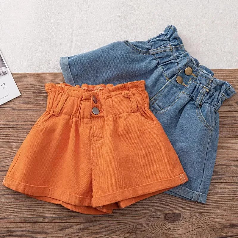 Girls' Summer Fashion Denim Shorts Girls Children Clothing Korean Fashion Versatile Jeans Pockets 2-8 Years kids shorts