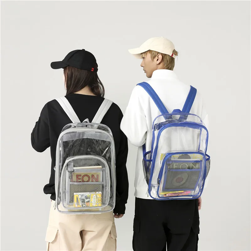 Large Capacity Waterproof Transparent PVC Backpack - Stylish Neutral Design