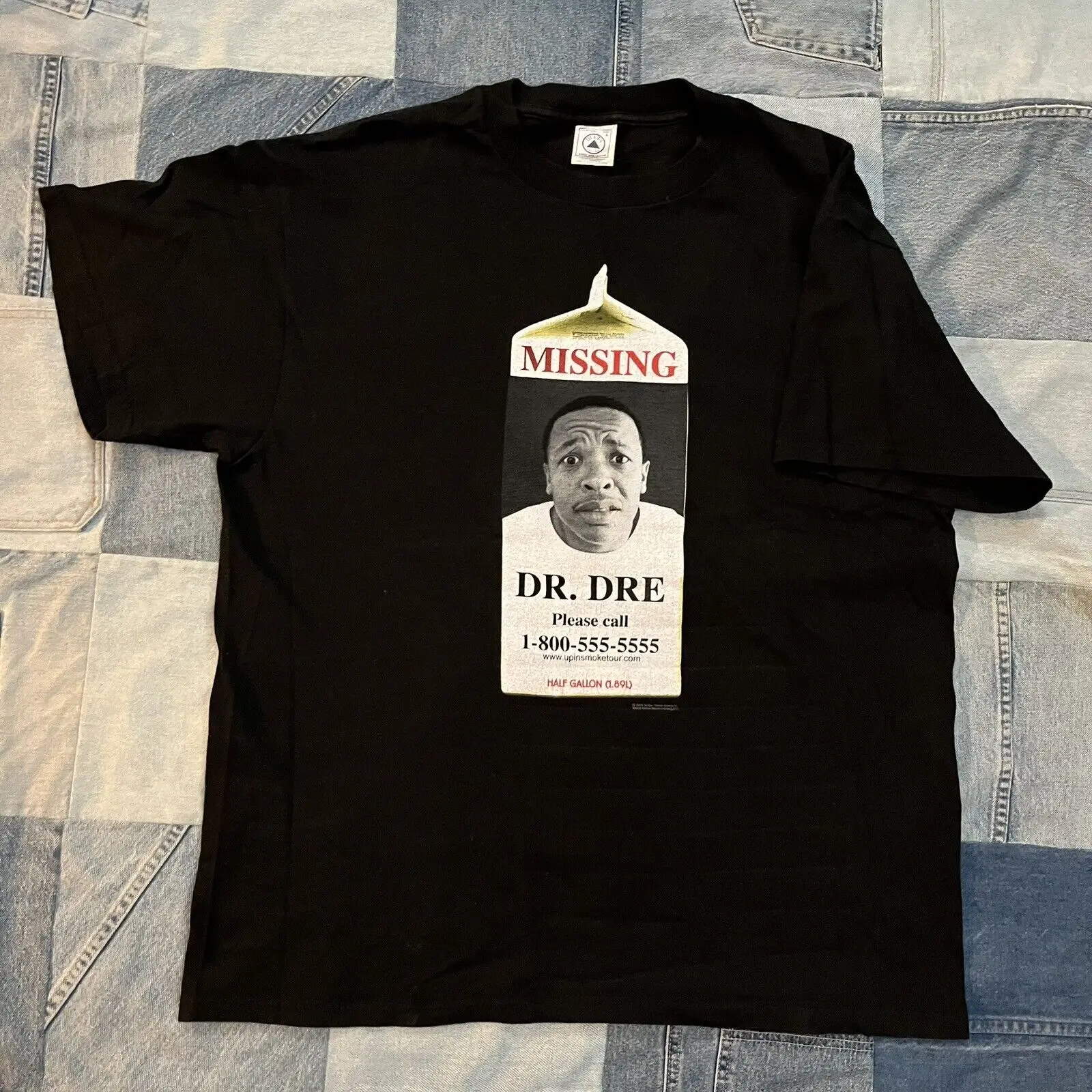 Vintage Dr Dre Missing Milk Carton Up In Smoke Tour T Shirt Sz L Maniche Lunghe O Corte