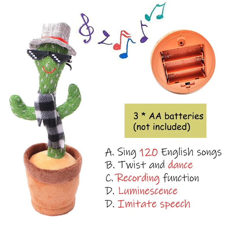 2022 Dancing Cactus Speak Electronic Plush Toys Twisting Singing Dancer Talking Novelty Funny Music Christmas Gifts Bluetooth 