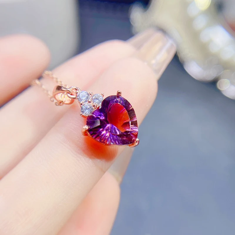 

Женское ожерелье с подвеской Природный Аметрин, серебро 925 пробы, ювелирные изделия, Роскошные драгоценные камни, позолота 18k, бесплатная доставка