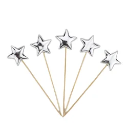 Elegant Crown Star Cake Toppers - Set of 5, Gold & Silver for Celebrations and Weddings (2)