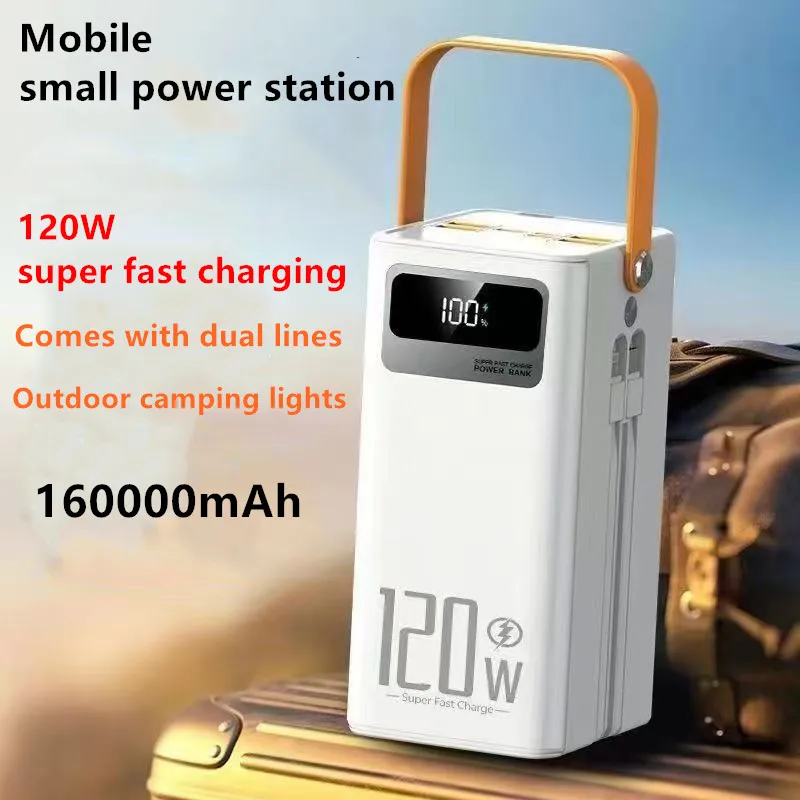 Nuovo caricabatterie portatile da 160000 mAh di grande capacità per alimentazione mobile 120 W Caricatore rapido USB Type-C Batteria esterna per telefono