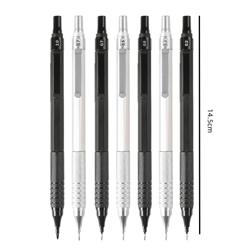 Mechanical Pencil 2.0mm Low Center of Gravity Metal Drawing Special Pencil Office School Writing Art Supplies(1pencil+1box lead) 6