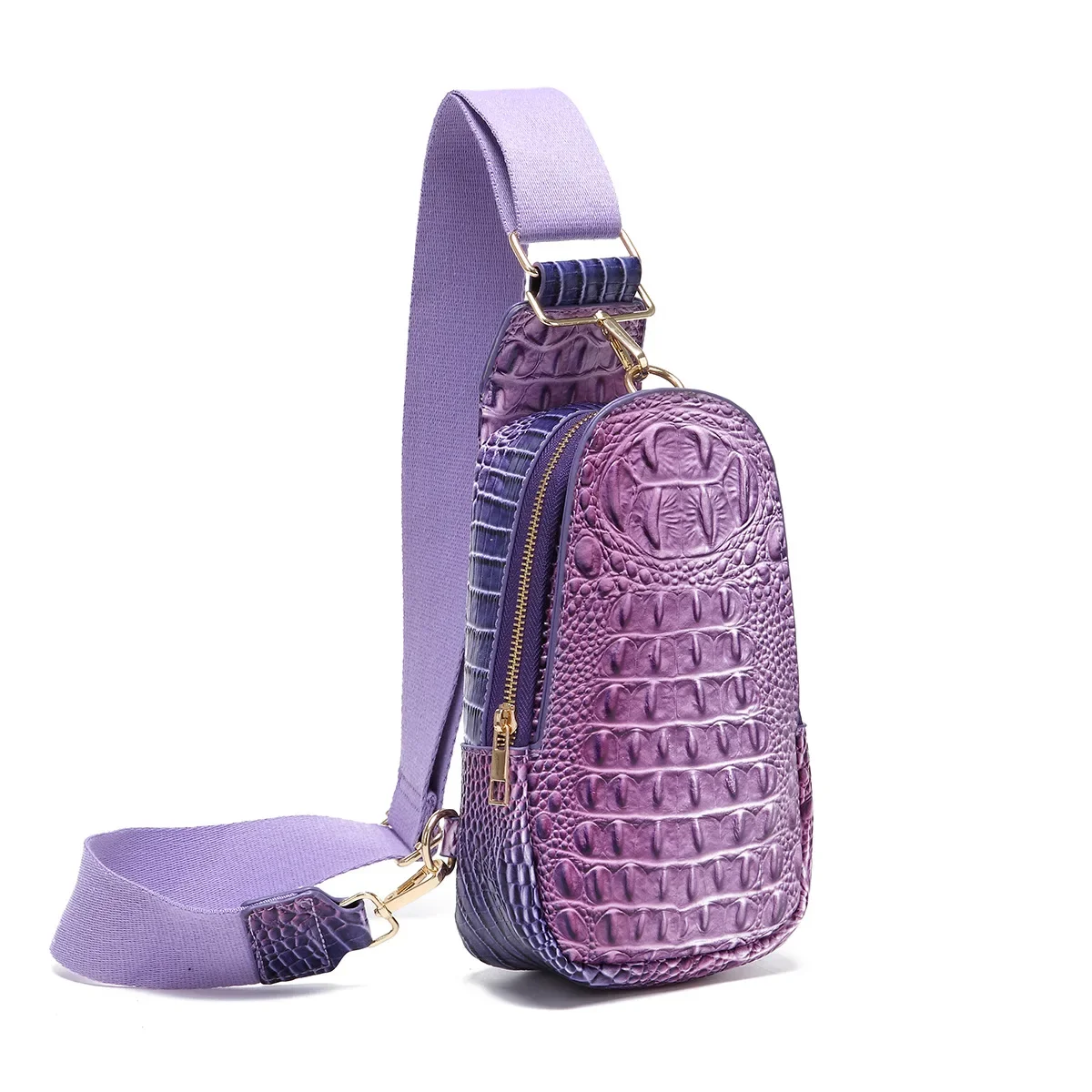 Wide Shoulder Strap Women's Chest Bag Waist Bag Crossbody Bag Crocodile Pattern