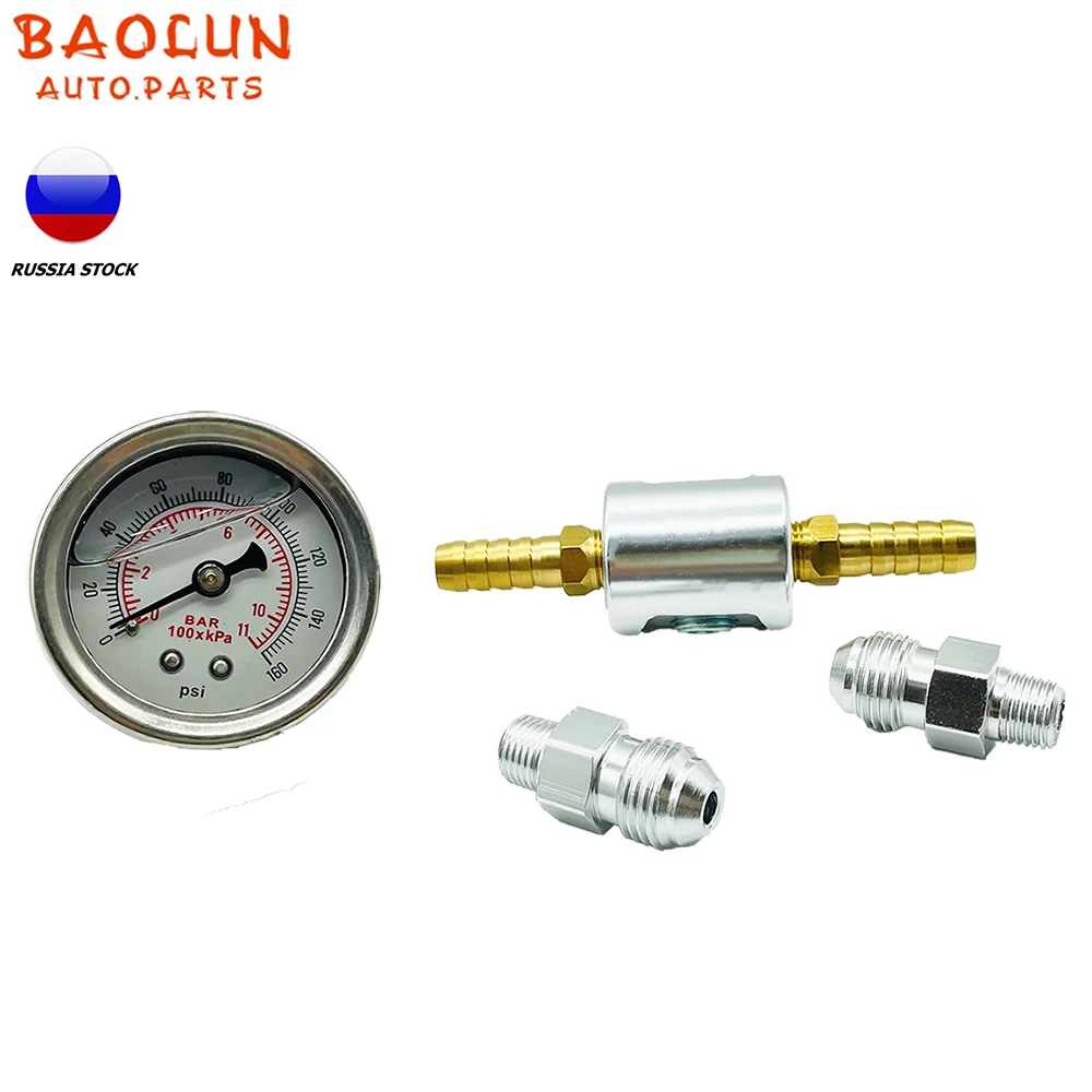 BAOLUN Universal Fuel Pressure Gauge Liquid Filled Polished Case and